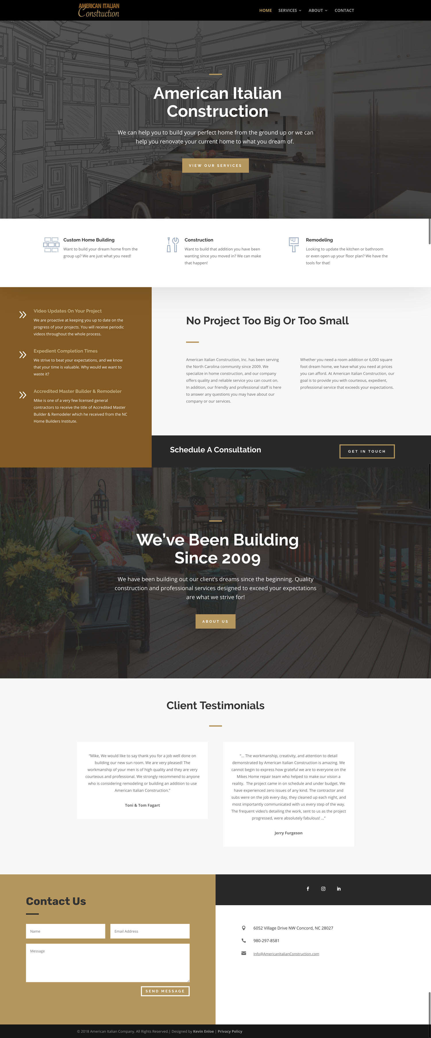 American Italian Construction Website Screenshot