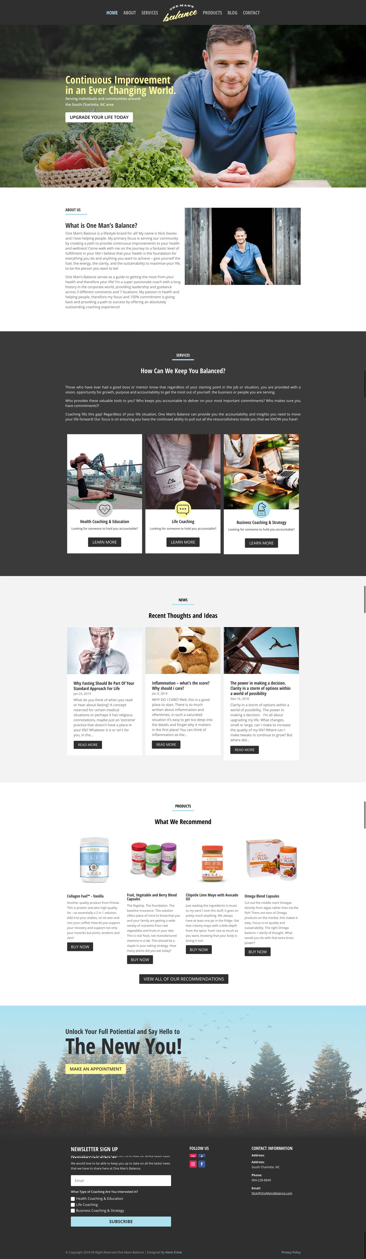One Man's Balance Website Screenshot