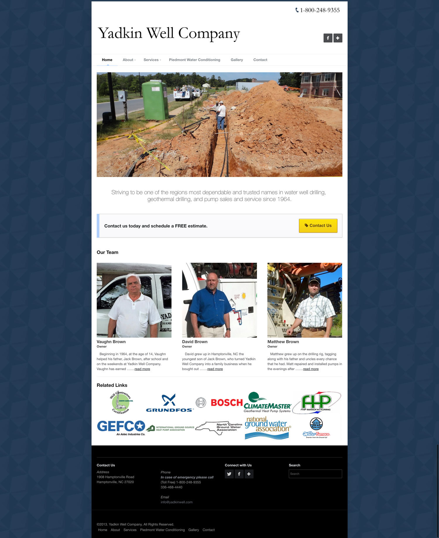 Yadkin Well Company Inc. Website Screenshot